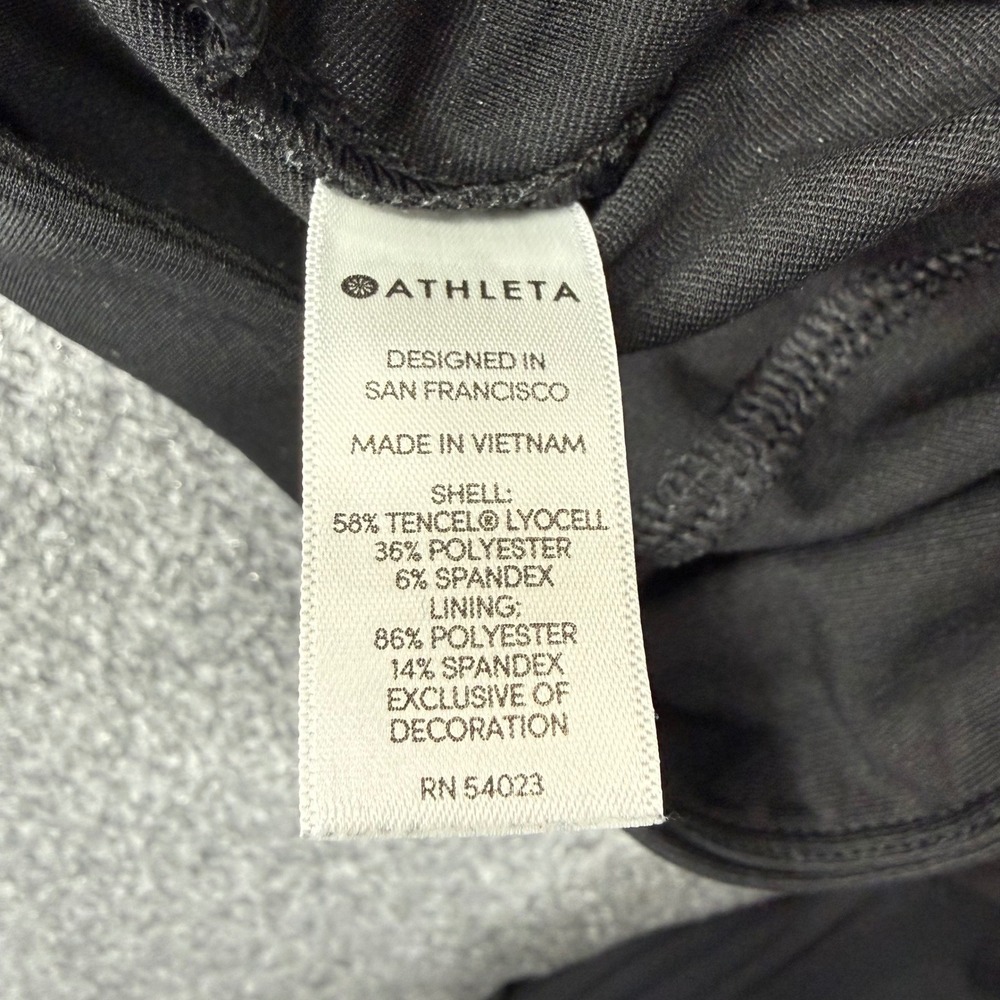 Athleta Black Wide Leg Seam Detail Tencel Blend Pants XS High Rise Pockets - Picture 9 of 9